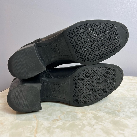 Geox Respira Heeled Leather Suede Black Ankle Boots Size EU41 - Picture 6 of 9